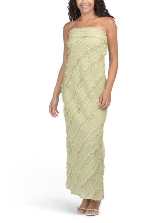 Endless Rose Dresses & Skirts - ENDLESS ROSE Strapless Ruffled Maxi Dress Pistachio